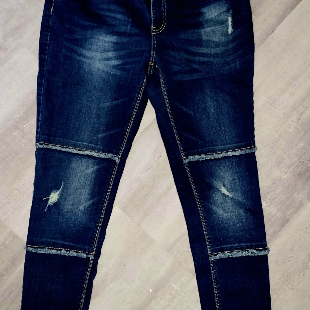 Kenneth Cole Reaction Dark Blue Distressed Skinny Jeans
